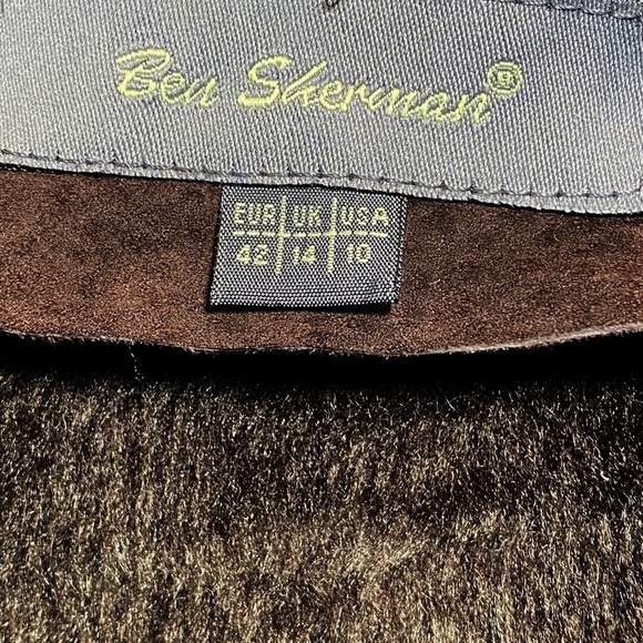 BEN SHERMAN VTG 100% GENUINE SUEDE PENNY LANE FAUX FUR CHOCOLATE BROWN COAT, 10 - Picture 11 of 13